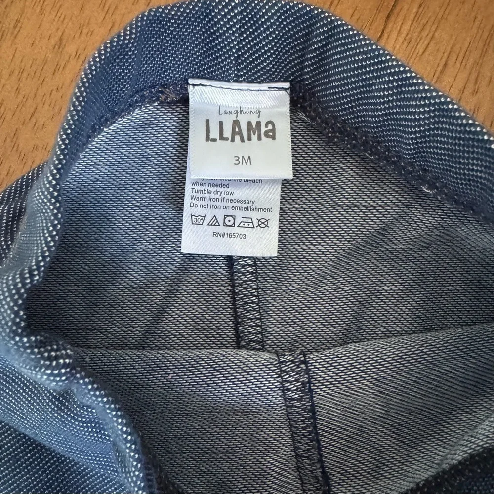 Laughing Llama Bundle of 2 Pants Plaid Pants and Solid Blue Leggings Size 3M